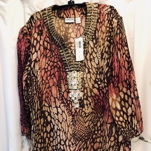 Chico’s 100% Silk Beaded Tunic